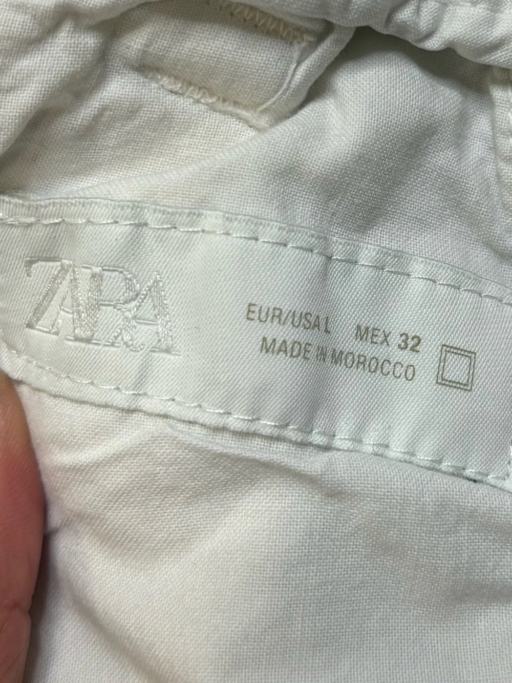 Zara 100% Linen Trouser Pant Womens Size 32 Natural Ecru Belted Wide Leg Pockets